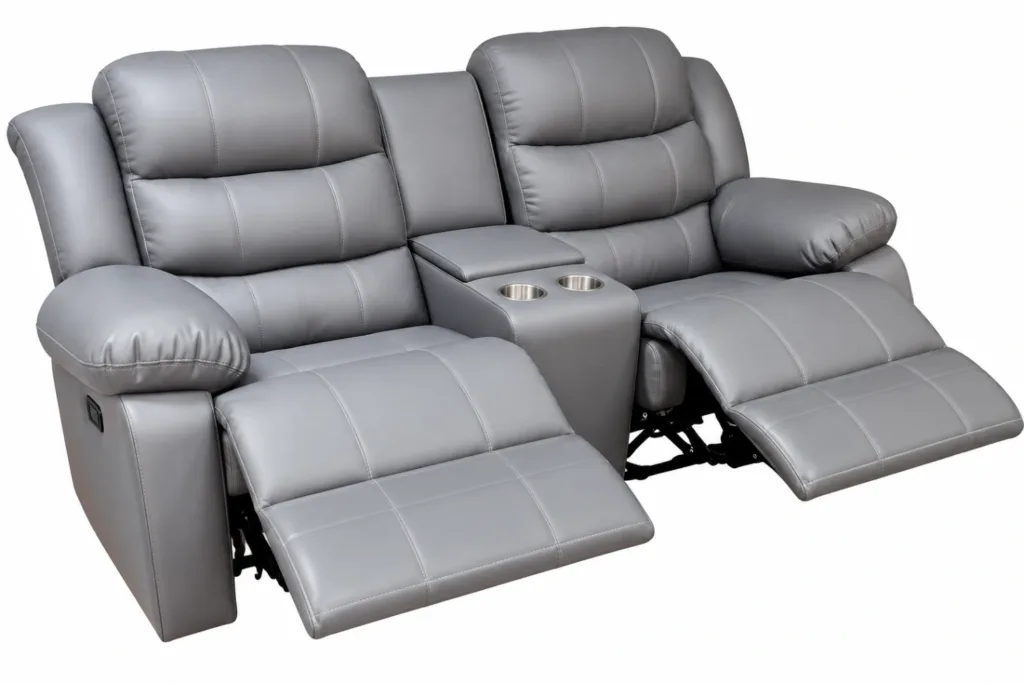 Dark Grey Full Euro Leather 2 Seater Recliner Sofa Couch