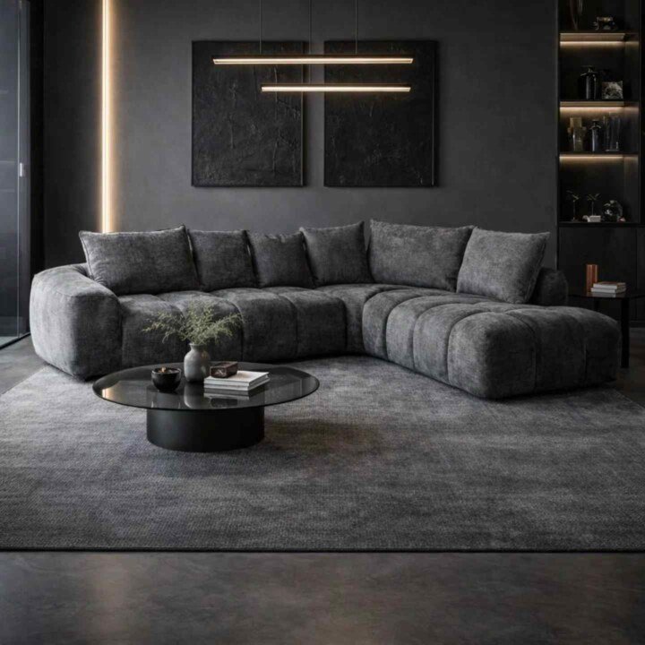 Modern Luxe L Shaped Sectional Sofa With Coffee Table