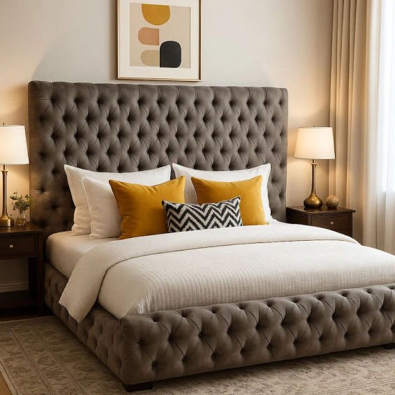 Luxury Tufted Upholstered Platform Base And Headboard Double 137cm Base & 200cm Headboard