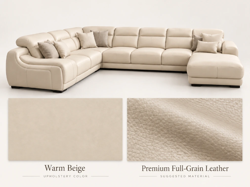 Signature Cream Sectional Sofa – Leather