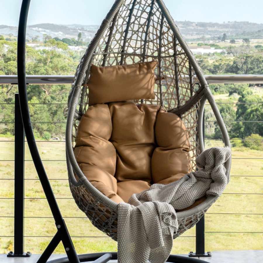 Addilyn Hanging Chair - Caramel Closeup