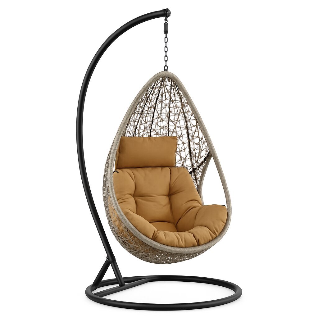 Addilyn Hanging Chair - Caramel Rear