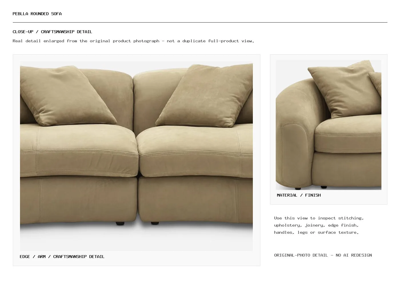 Peblla Rounded Sofa Closeup