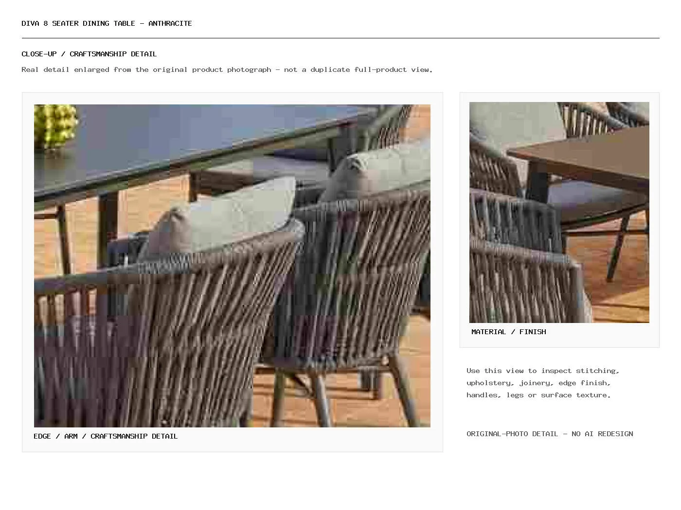 Diva 8 Seater Dining Table – Anthracite Closeup