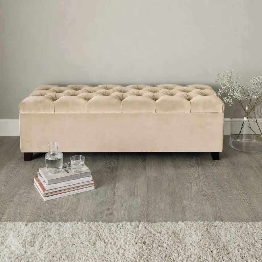 Buttoned Top Storage Ottoman
