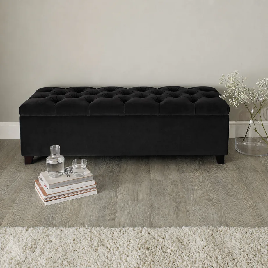 Buttoned Top Storage Ottoman