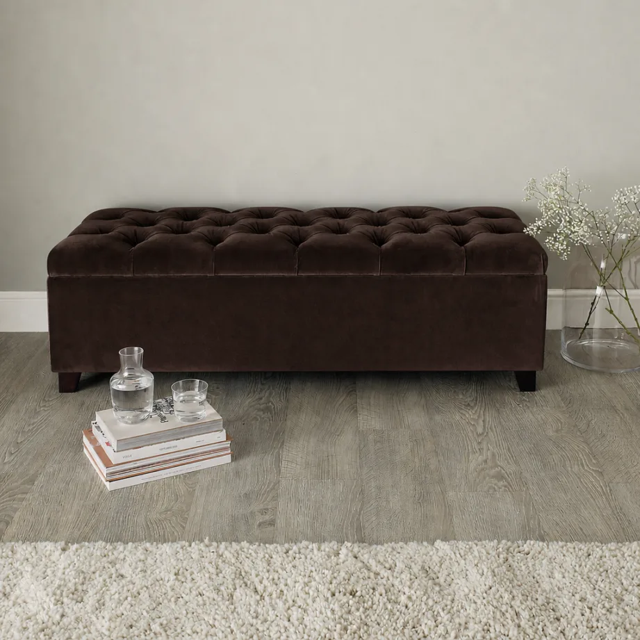Buttoned Top Storage Ottoman
