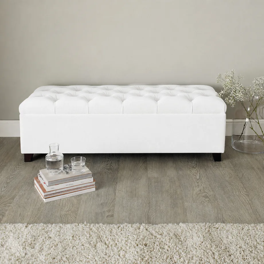 Buttoned Top Storage Ottoman