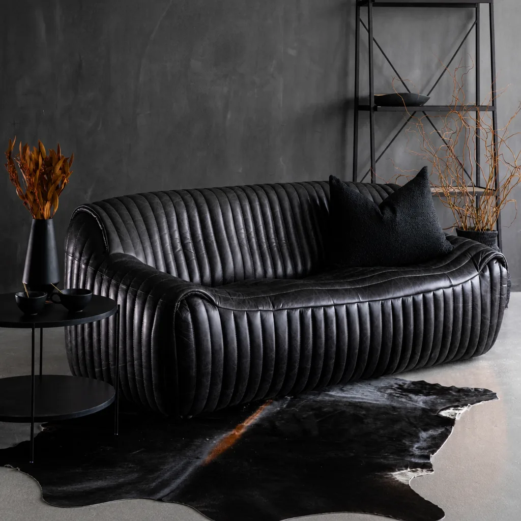 Cuban 3 Seater Leather Couch Tan
