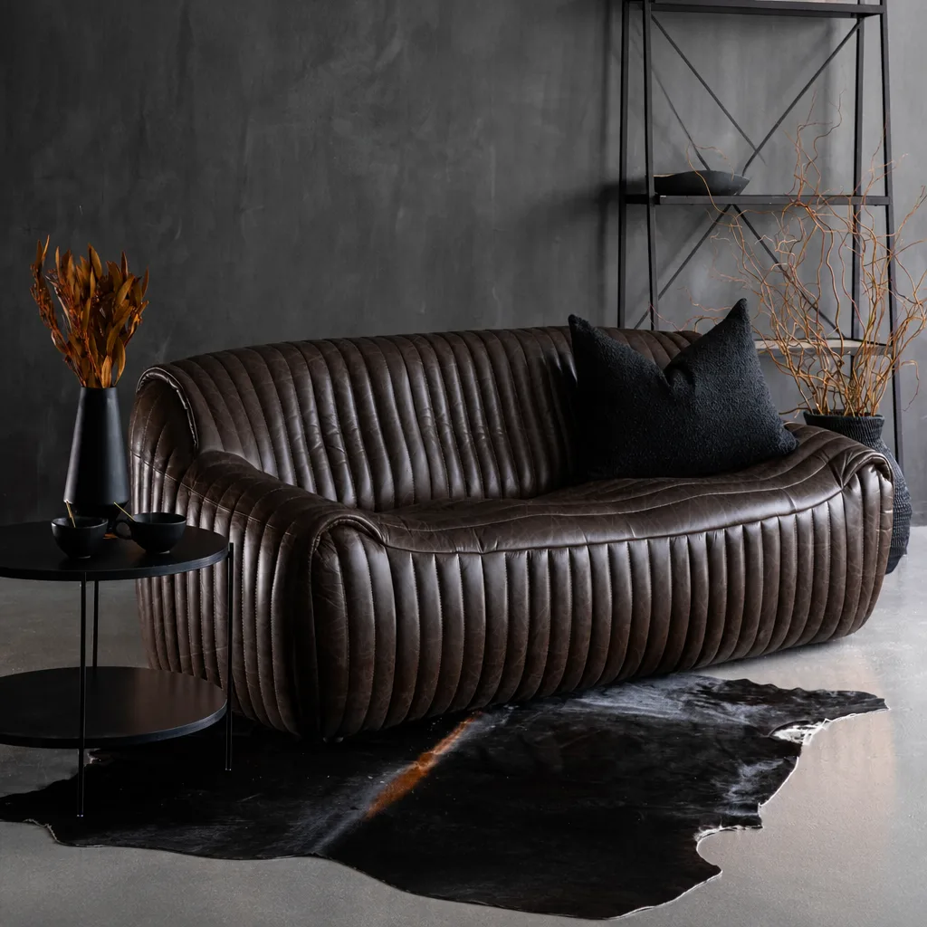 Cuban 3 Seater Leather Couch Tan