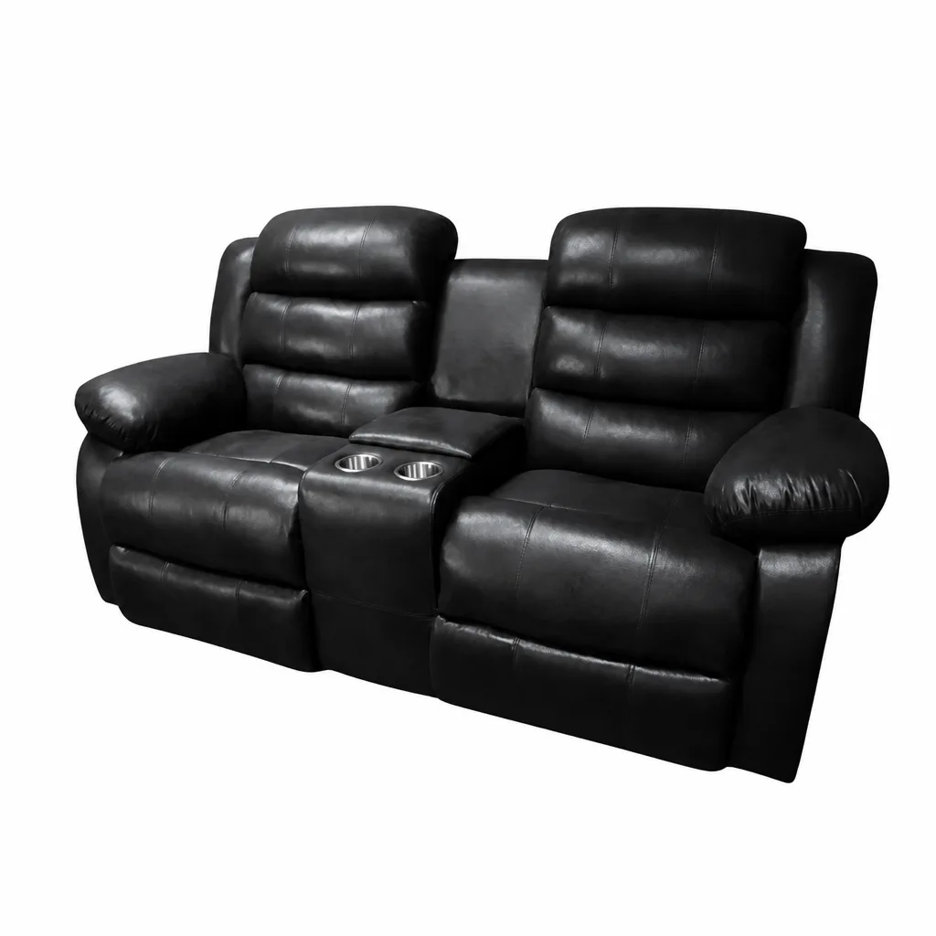 Dark Brown Buffalo Suede Material Two Seater Recliner Couch Sofa