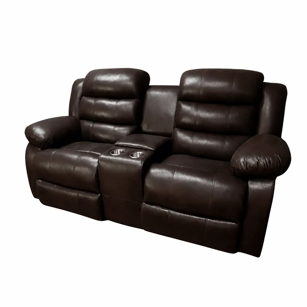 Dark Brown Buffalo Suede Material Two Seater Recliner Couch Sofa
