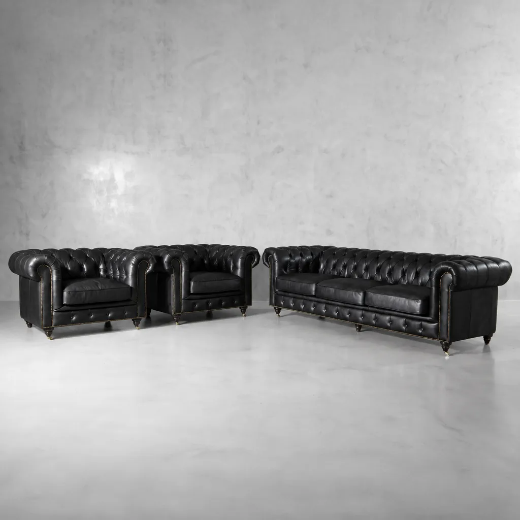 Jefferson Leather Lounge Suite – Smoke
