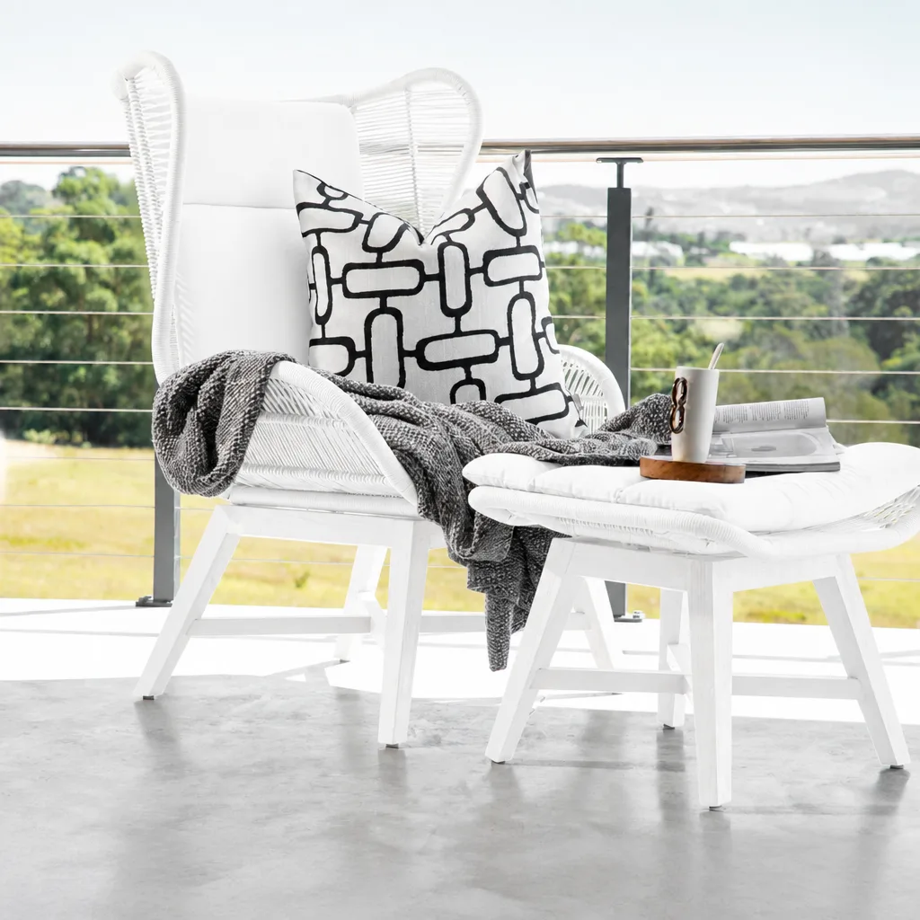 Rosalina Chair With Footstool – Stone