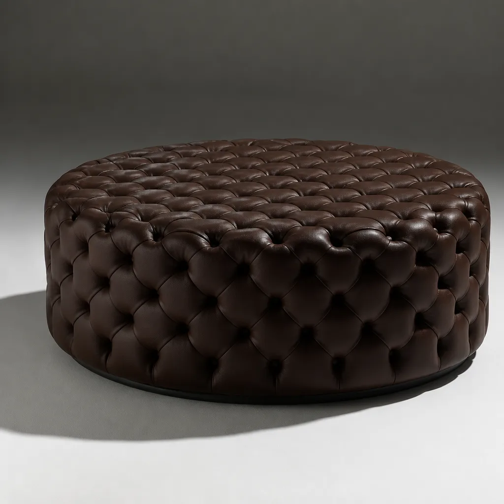 Round Buttoned Ottoman