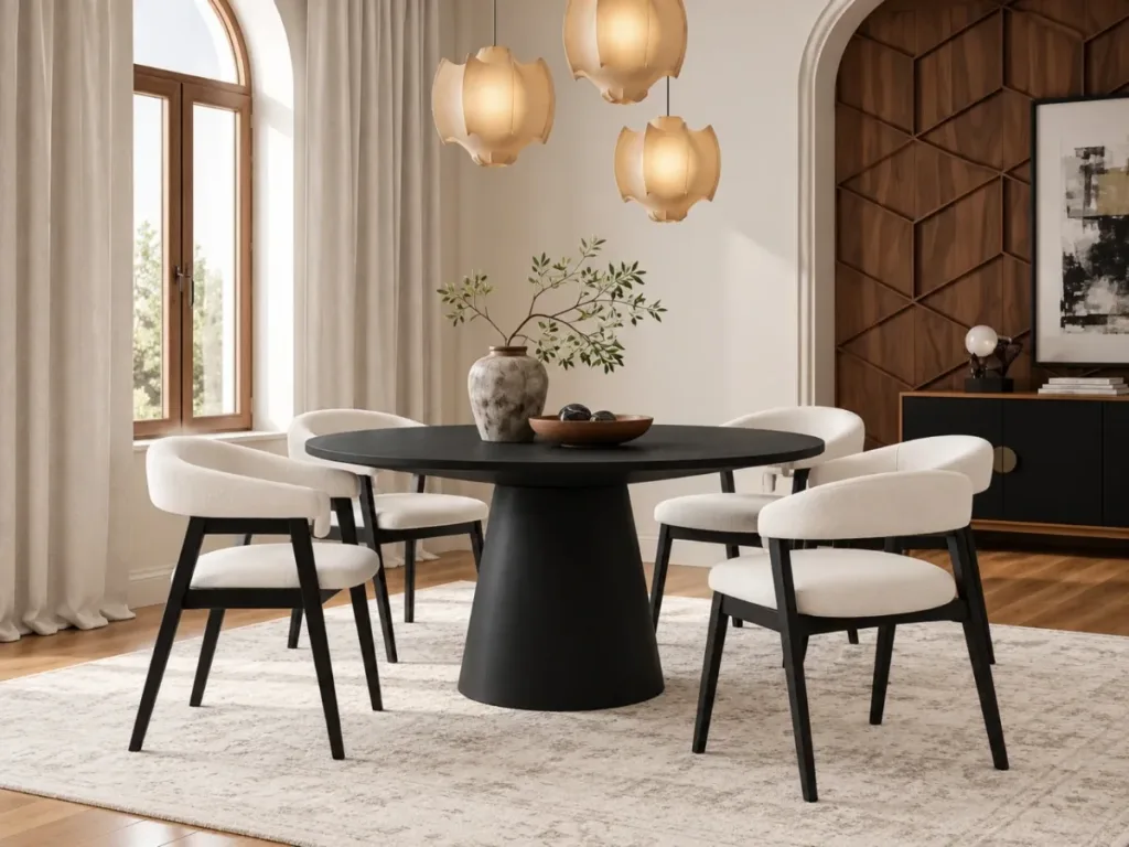 Noir Haven 6 Seater Round Dining Set