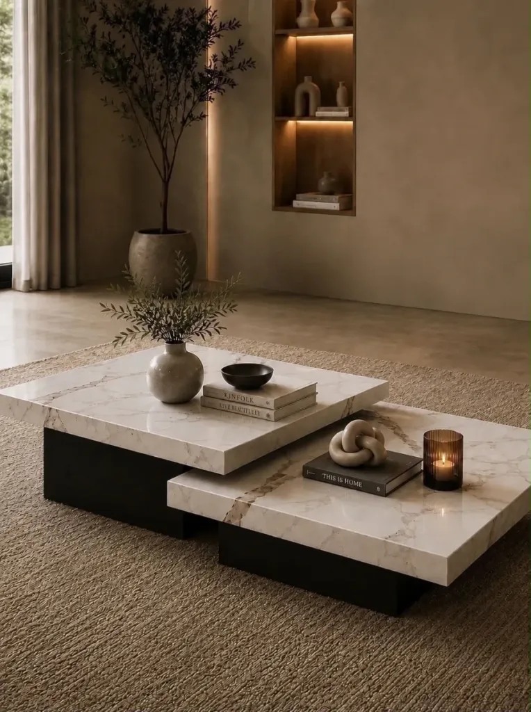 Aurelia Duo Luxury Marble Look Coffee Table Set