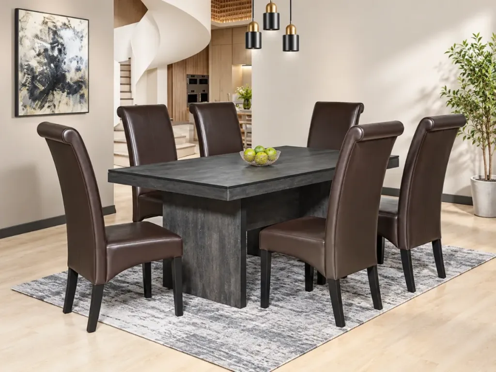 Luna 7 Piece Dining Room Suite, Black