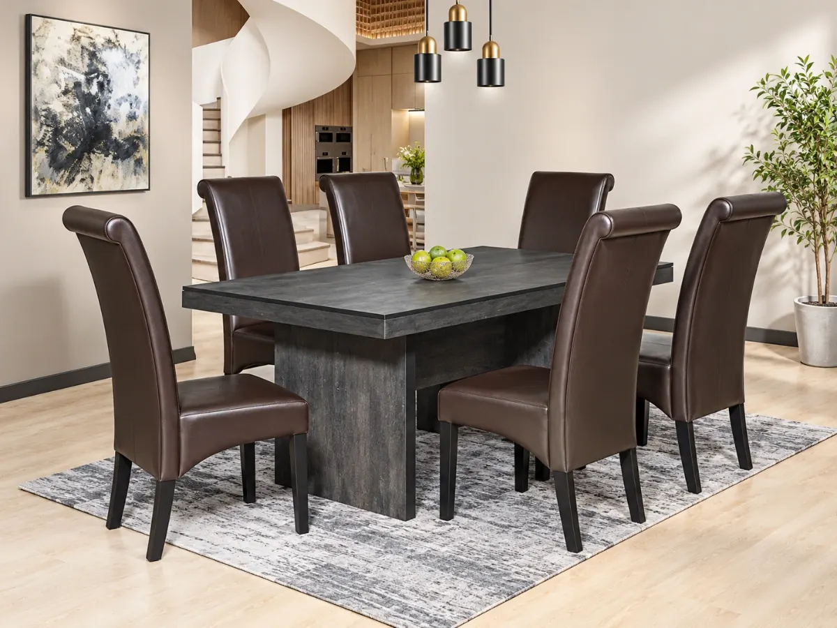Luna 7 Piece Dining Room Suite, Black