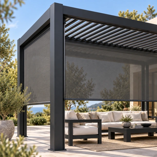 7m Outdoor Curtain For Pergola – Black