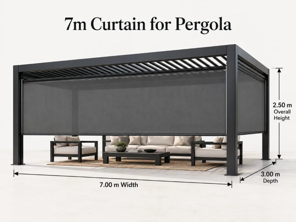 7m Outdoor Curtain For Pergola – Black