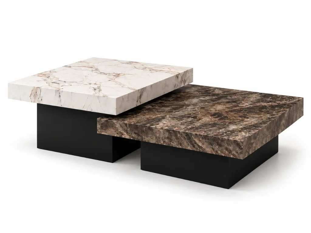 Aurelia Duo Luxury Marble Look Coffee Table Set