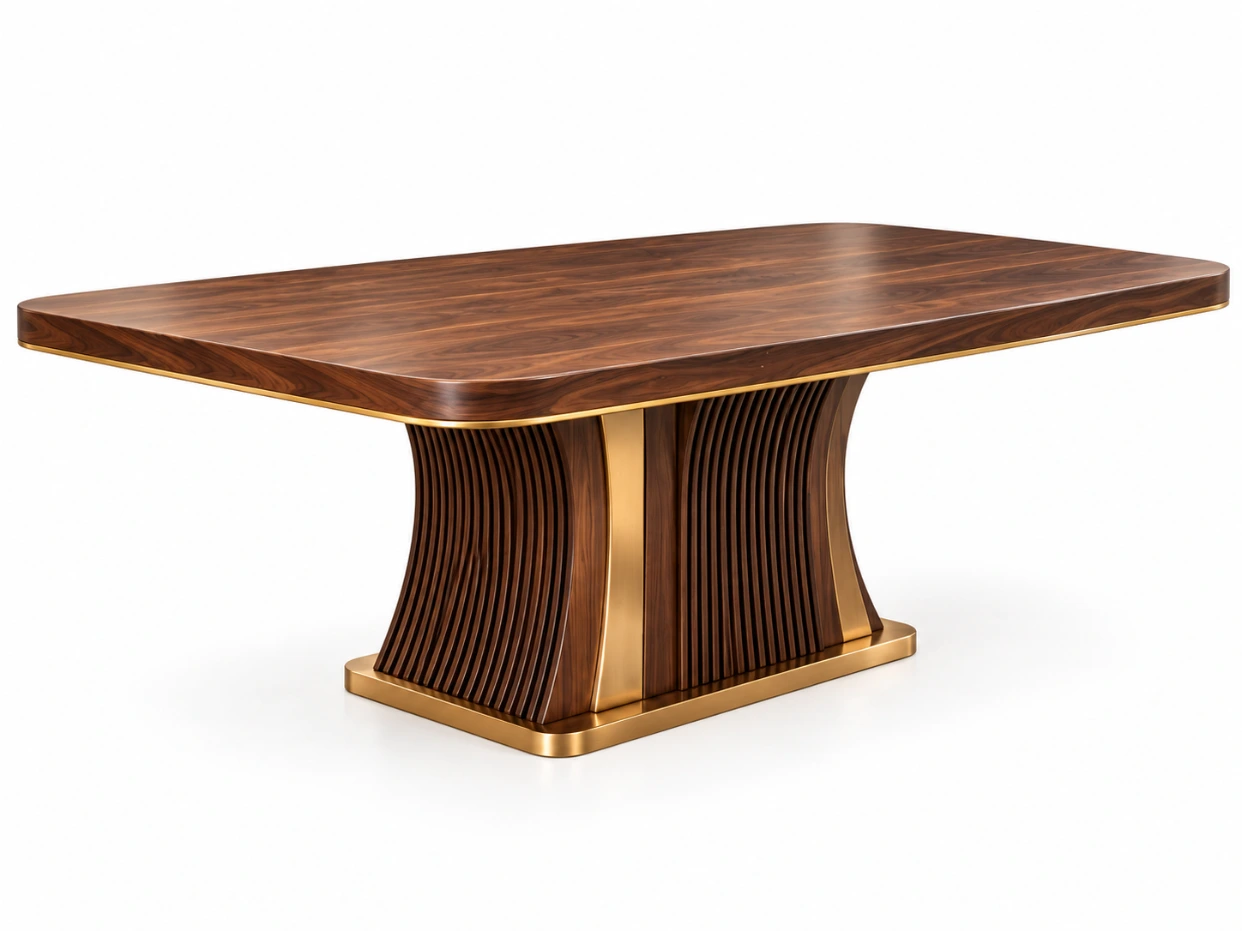 Verona Royale 6-Seater Walnut & Leather Dining Set - Image 4