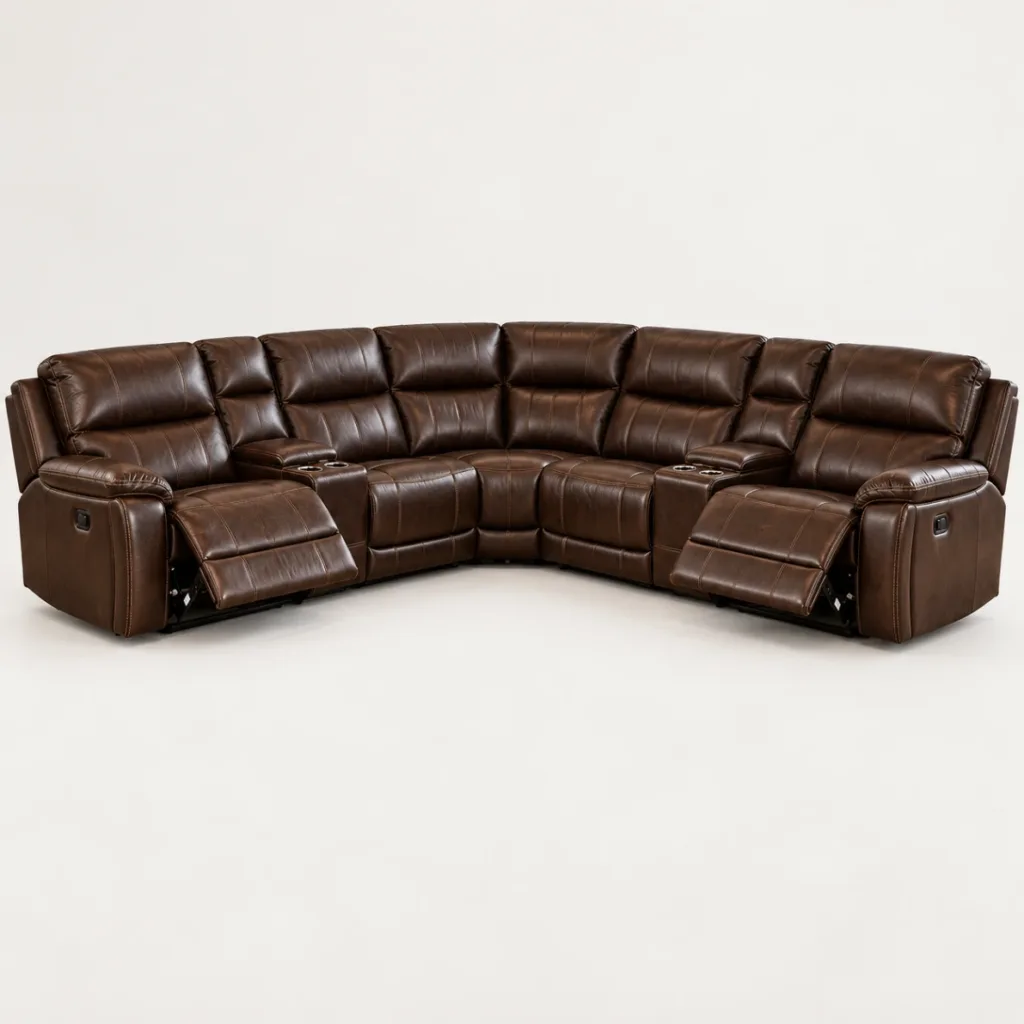 Monaco Luxury Recliner Lounge Suite – Corner Sofa, 2 Seater & Single Recliner – Dark Brown