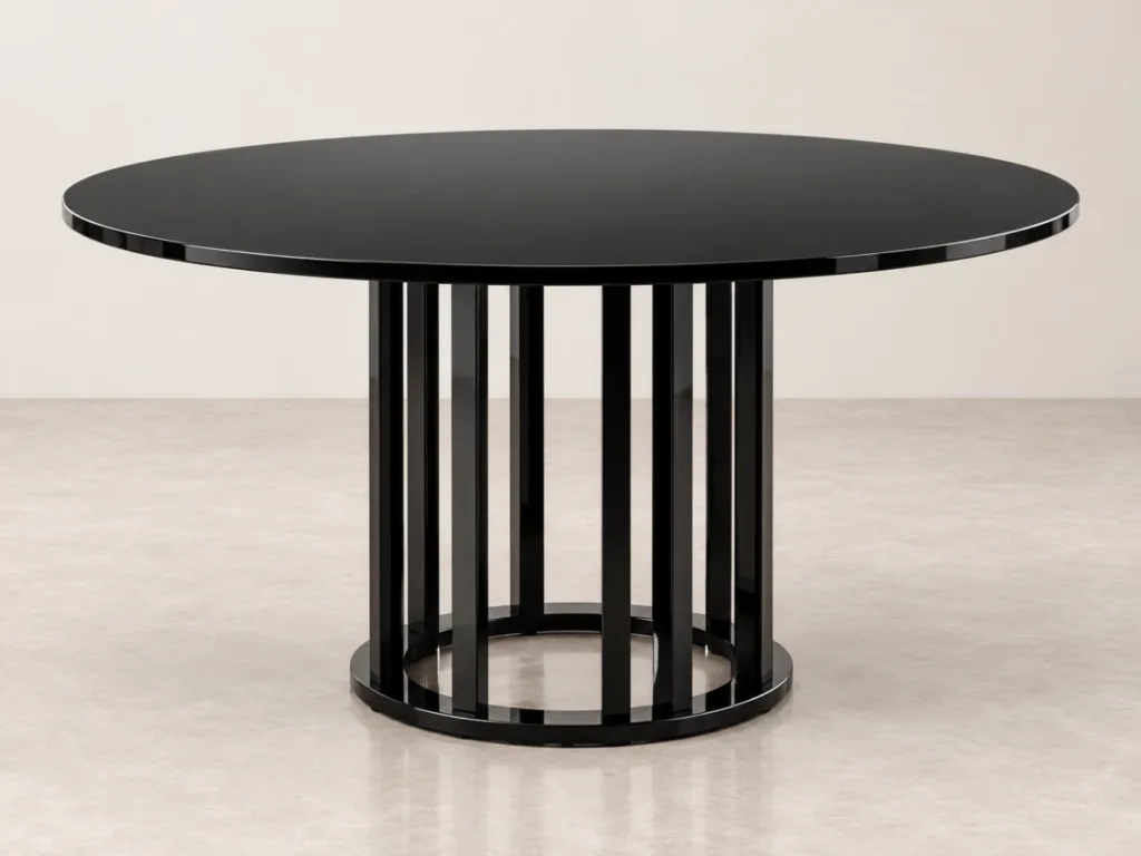 Lucky Furn 4 Seater Dining Set – Black Glass Table & Cream Bouclé Chairs
