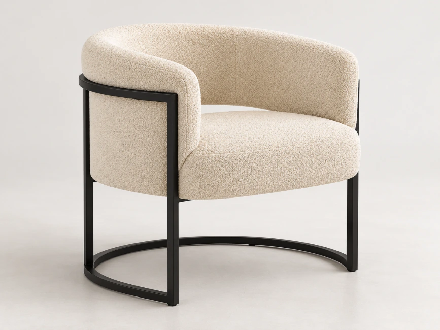 Lucky Furn 4-Seater Dining Set – Black Glass Table & Cream Bouclé Chairs - Image 2
