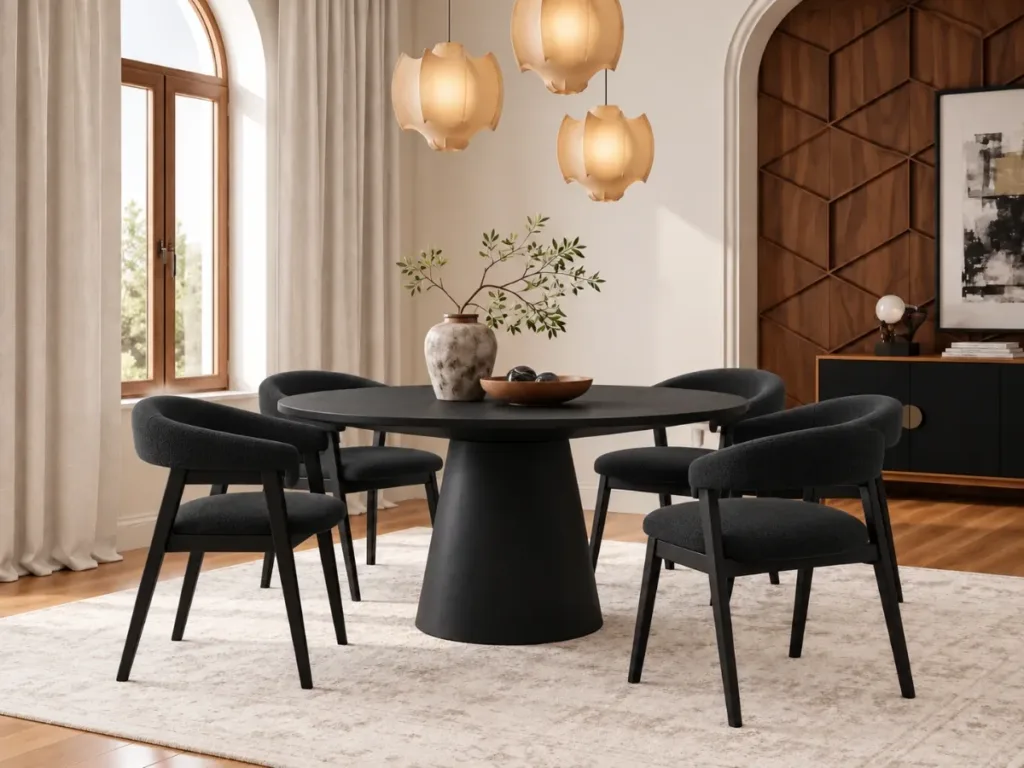 Noir Haven 6 Seater Round Dining Set