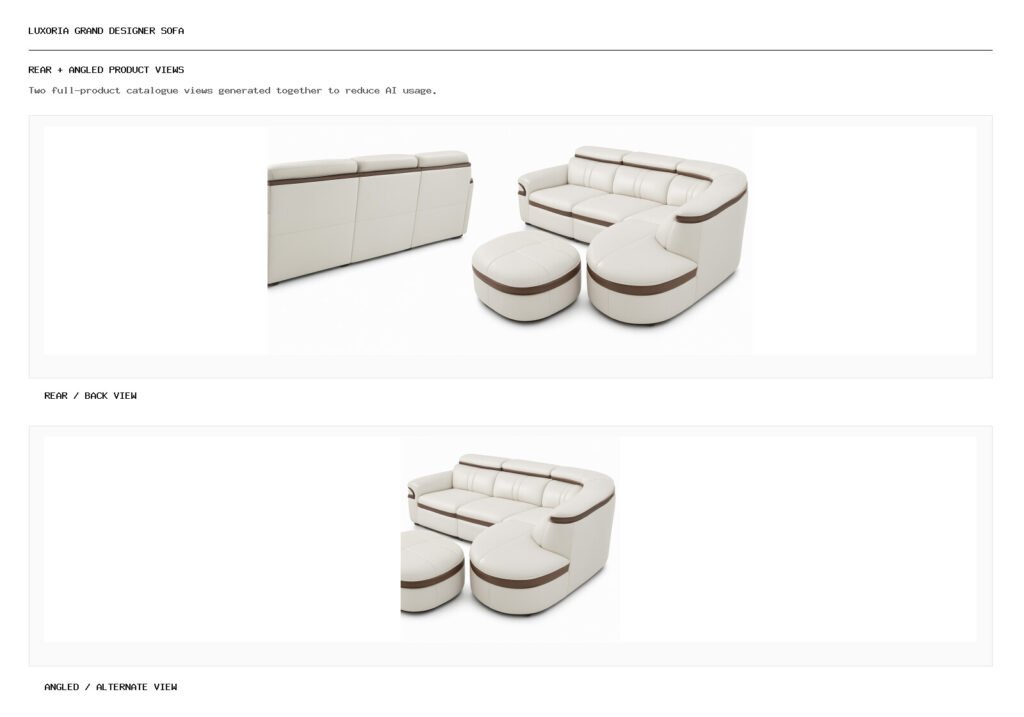 LUXORIA GRAND DESIGNER SOFA rear back and angled alternate product views