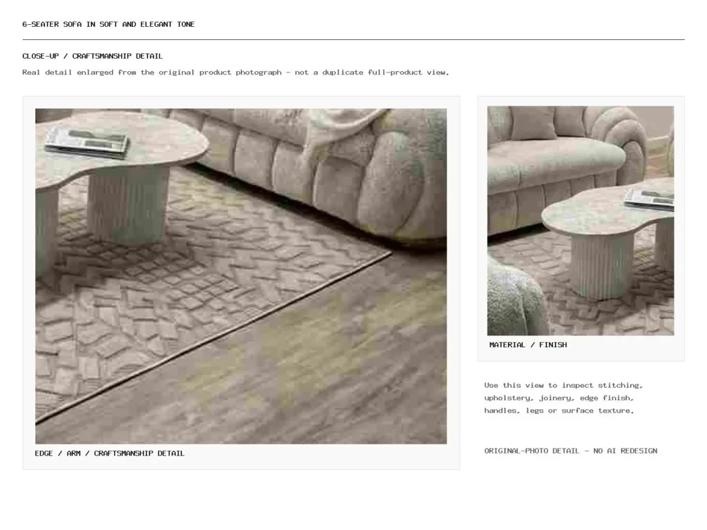 6-seater sofa in soft and elegant tone Closeup