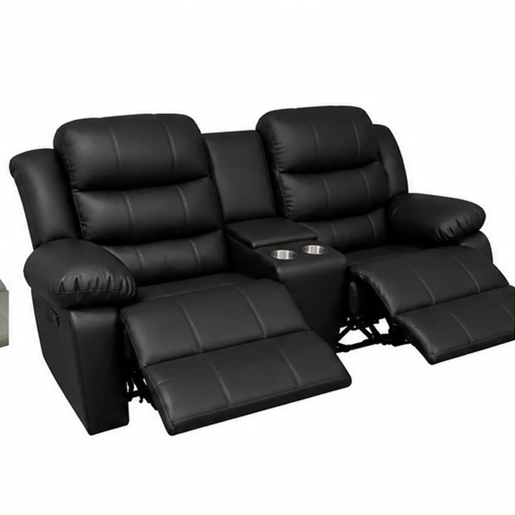 Dark Grey Full Euro Leather 2 Seater Recliner Sofa Couch