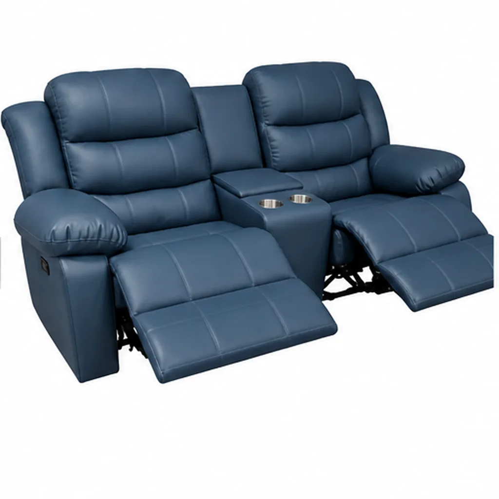 Dark Grey Full Euro Leather 2 Seater Recliner Sofa Couch
