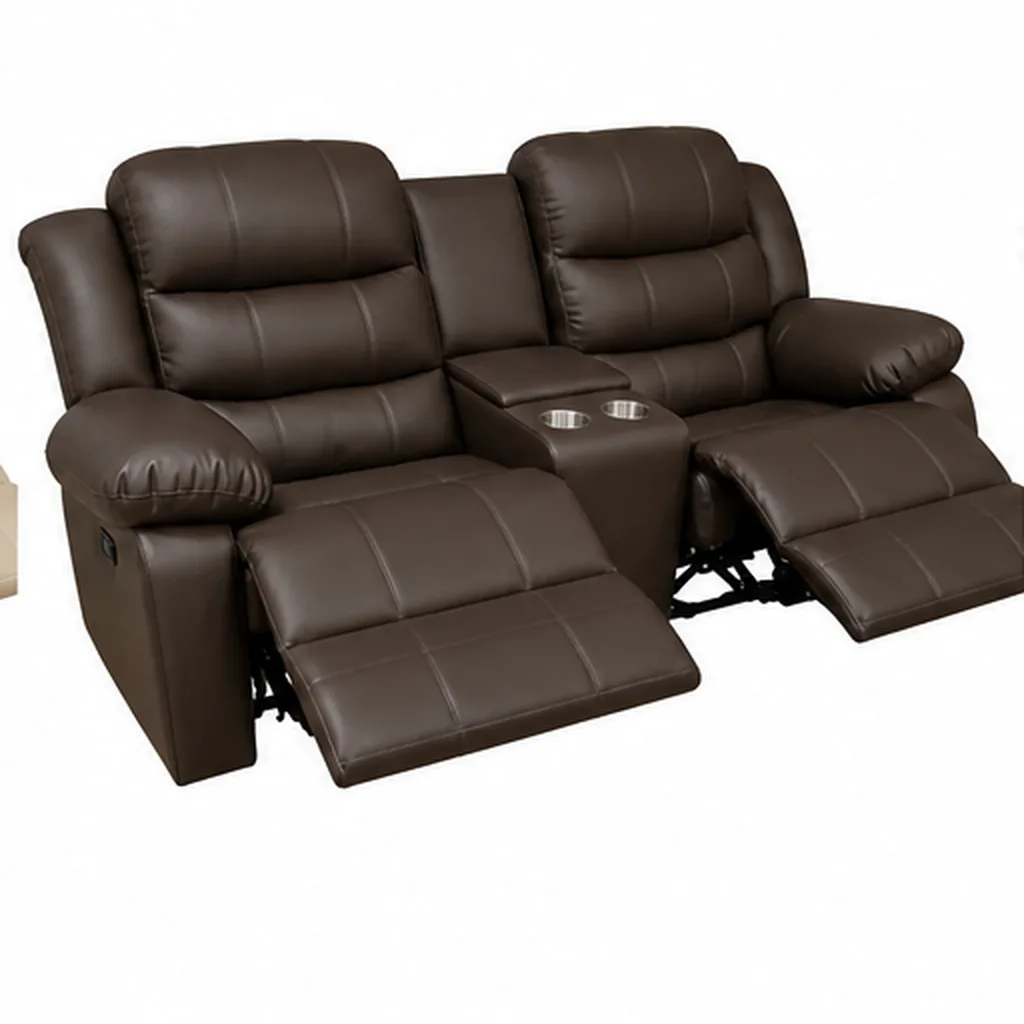 Dark Grey Full Euro Leather 2 Seater Recliner Sofa Couch