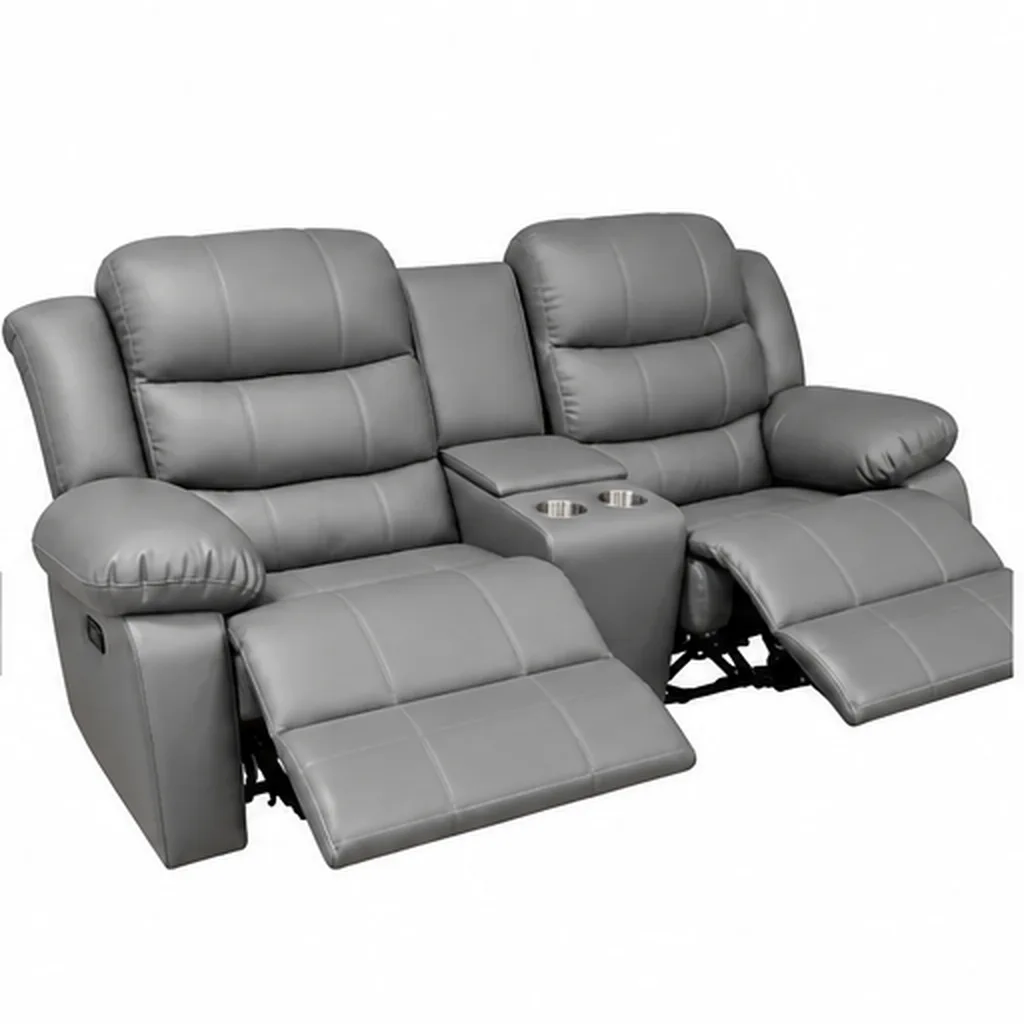 Dark Grey Full Euro Leather 2 Seater Recliner Sofa Couch
