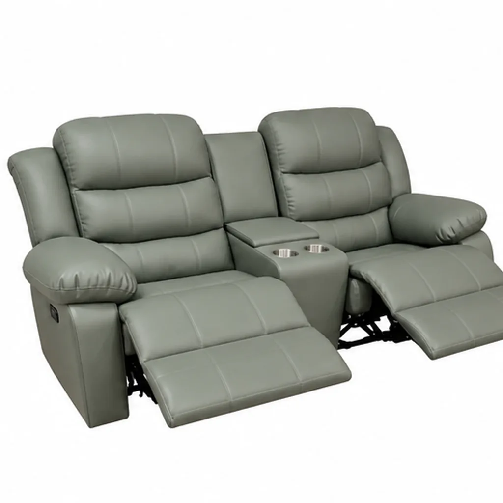 Dark Grey Full Euro Leather 2 Seater Recliner Sofa Couch