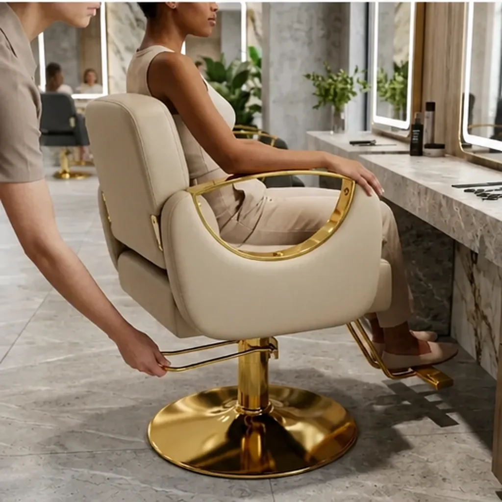 Gold Accent Hairdresser Salon Chair