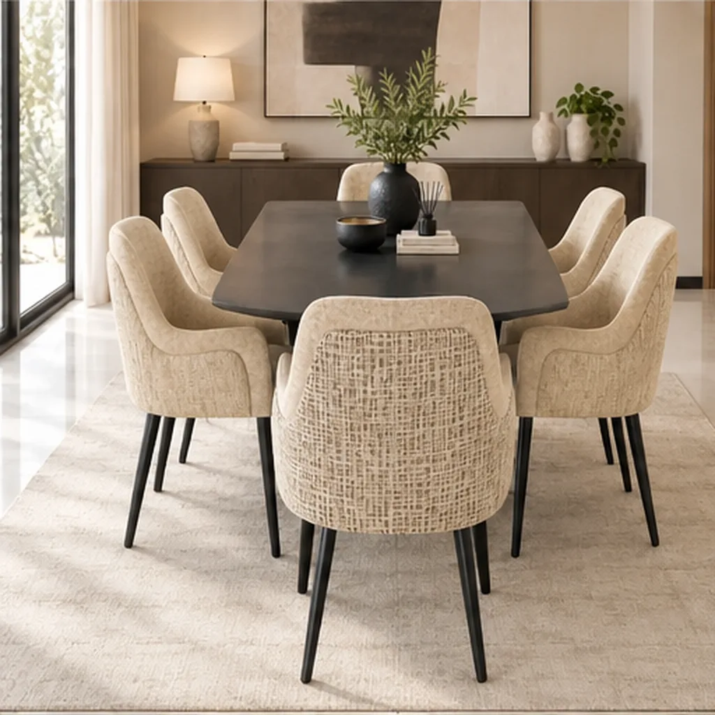 JOANNE 6 Seater Dining Set With Upholstered Chairs