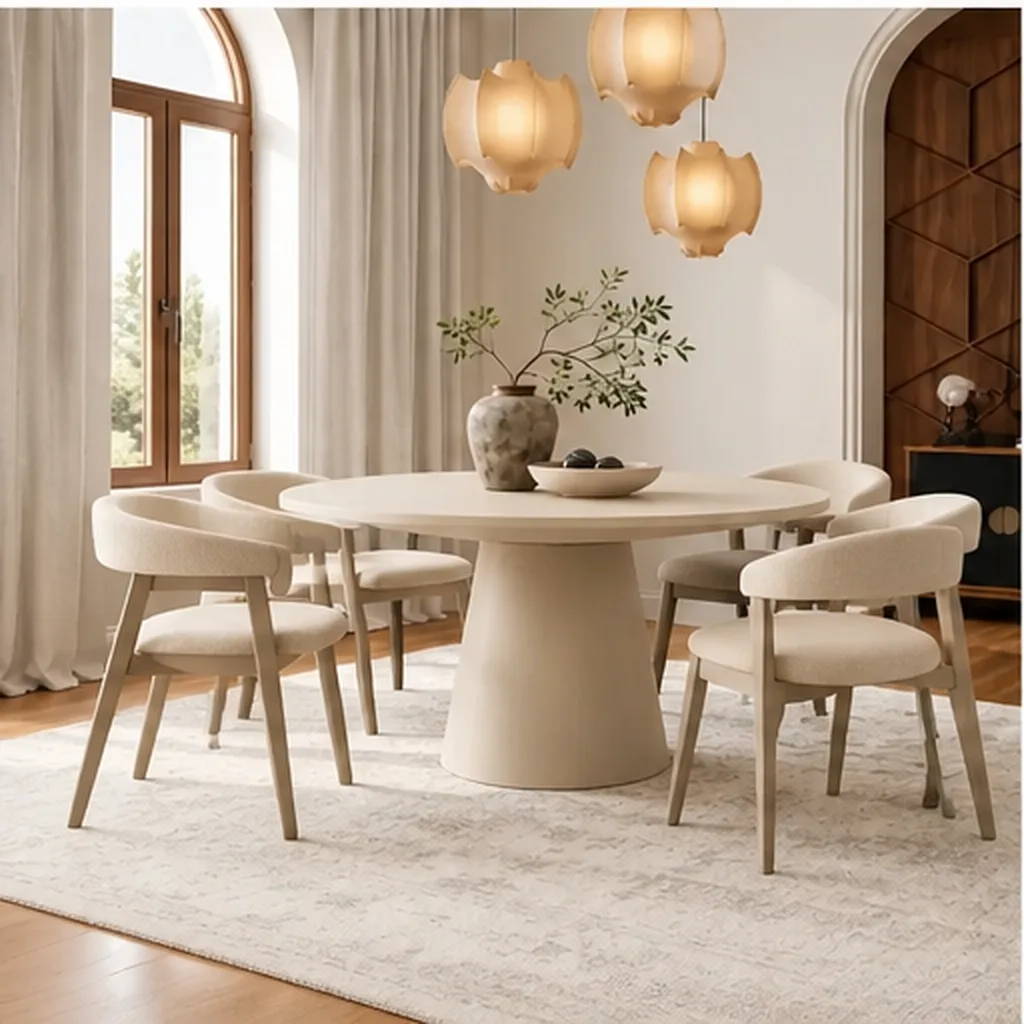 Noir Haven 6 Seater Round Dining Set