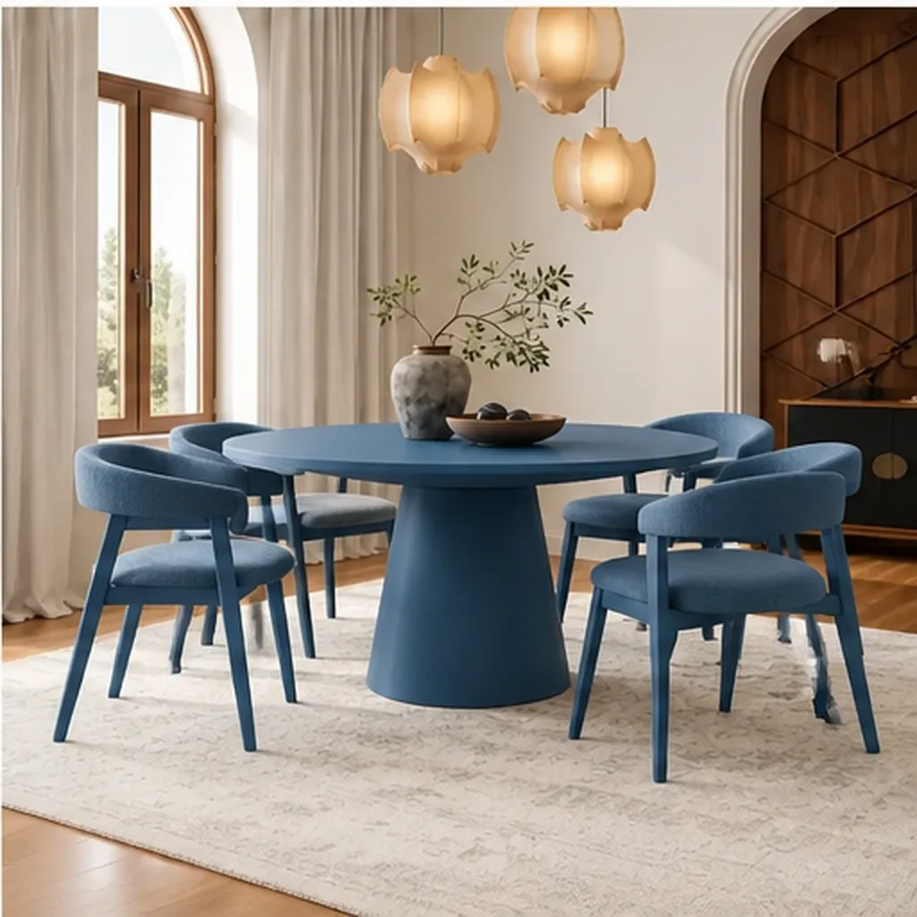 Noir Haven 6 Seater Round Dining Set