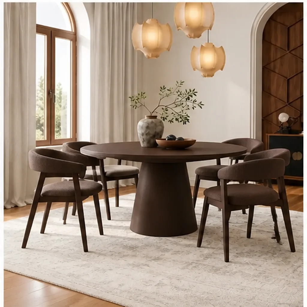 Noir Haven 6 Seater Round Dining Set