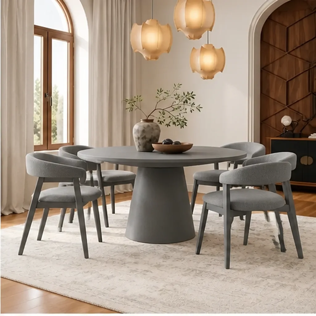 Noir Haven 6 Seater Round Dining Set