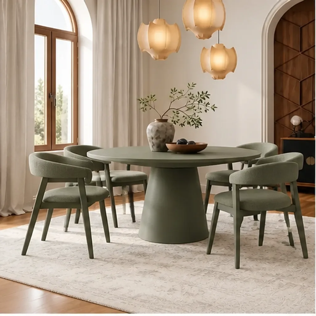 Noir Haven 6 Seater Round Dining Set