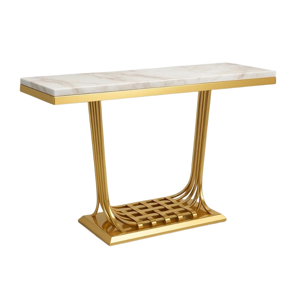 Cassia Marble Top Gold Console Table
