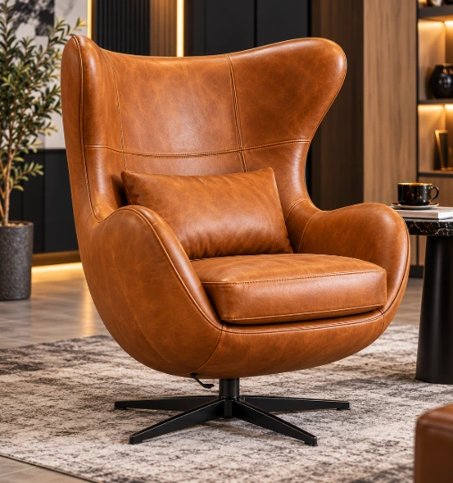 Hawker Genuine Leather Egg Lounge Chair – Tan