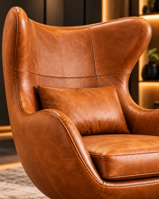 Hawker Genuine Leather Egg Lounge Chair – Tan - Image 5