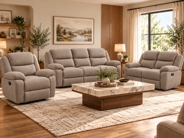 Milano Premium 3+2+1 Microfiber Fabric Recliner Lounge Suite