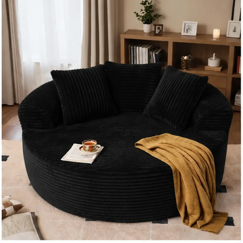 DECORMINI 59″ O Shape Modular Couch, Plush Corduroy Fabric, No Assembly Required